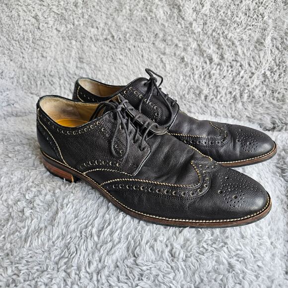 Cole Haan Men's Grand OS Lenox Hill Leather Wingtip Oxford Shoes Size 9.5M Black - Picture 1 of 7